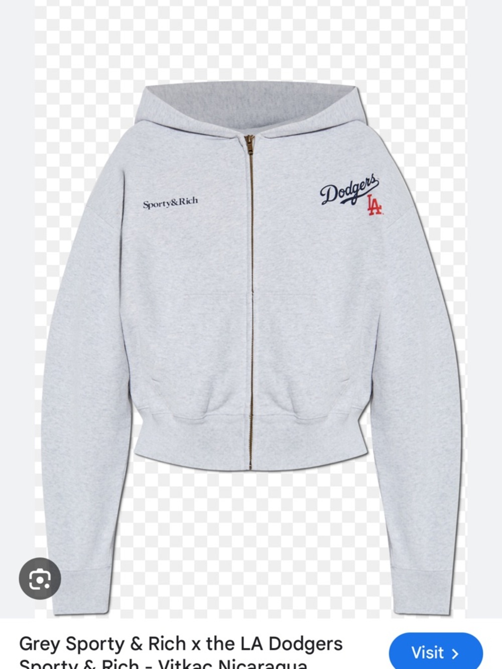 Im searching for this Sporty & Rich Light Grey Dodgers Zip Hoodie